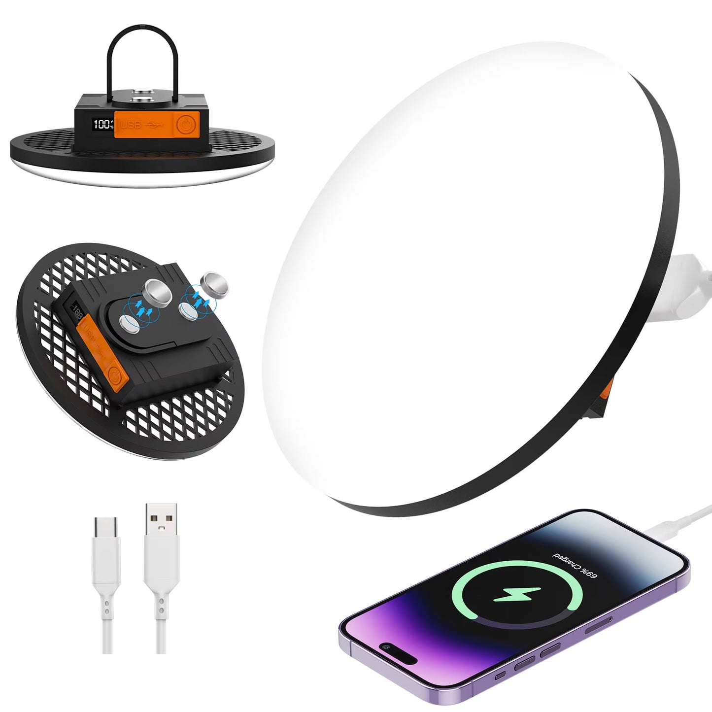 8800mAh LED Camping Lantern Rechargeable, 6000LM Portable Tent Light with Magnetic Base & Hook, Power Bank Function, IPX5 Waterproof, Emergency Flood Light for Hurricane, Power Outages Car Repair