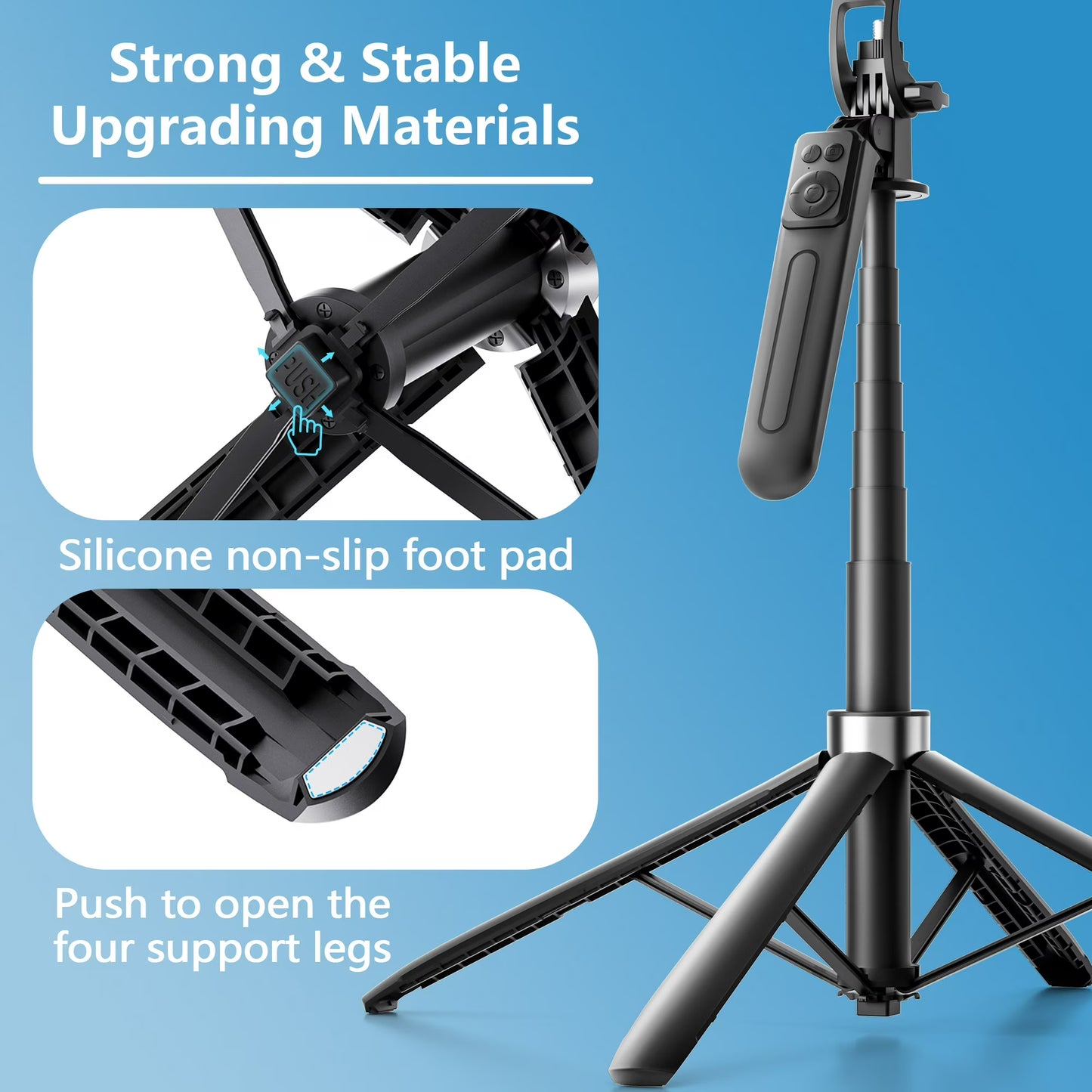 Tripod for iPhone, Phone Tripod & Selfie Stick for iPhone with Remote, 71" Extendable Portable Phone Tripod Stand, 360° Rotating Cell Phone Holder for Video Recording, Compatible with Android