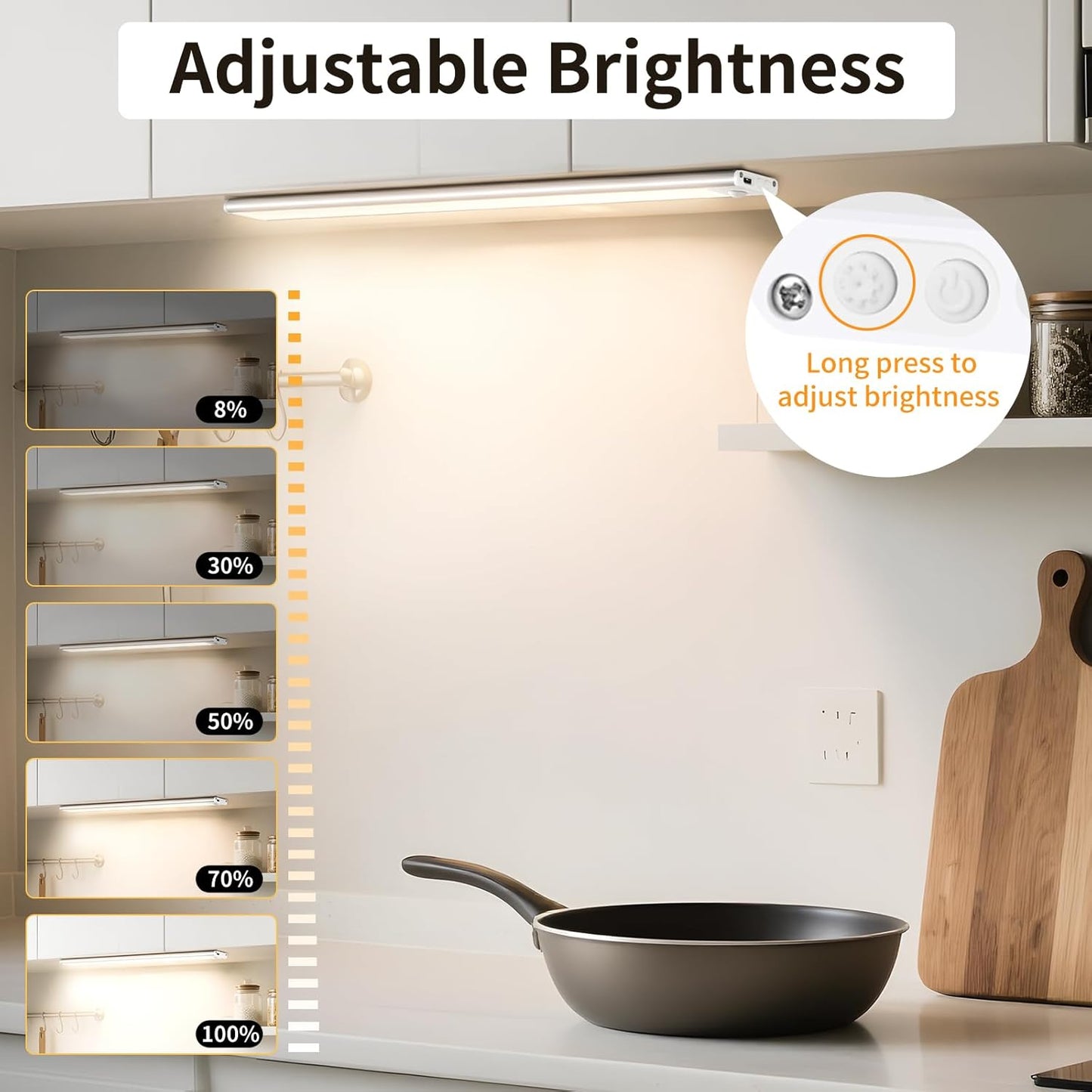 Under Cabinet Lighting 12 inches, 81 LED Motion Sensor Light Indoor with 3 Color Dimmable, Battery Operated Closet Lights Rechargeable Lamp, Magnetic Under Counter Night Light for Kitchen - 2 Pack