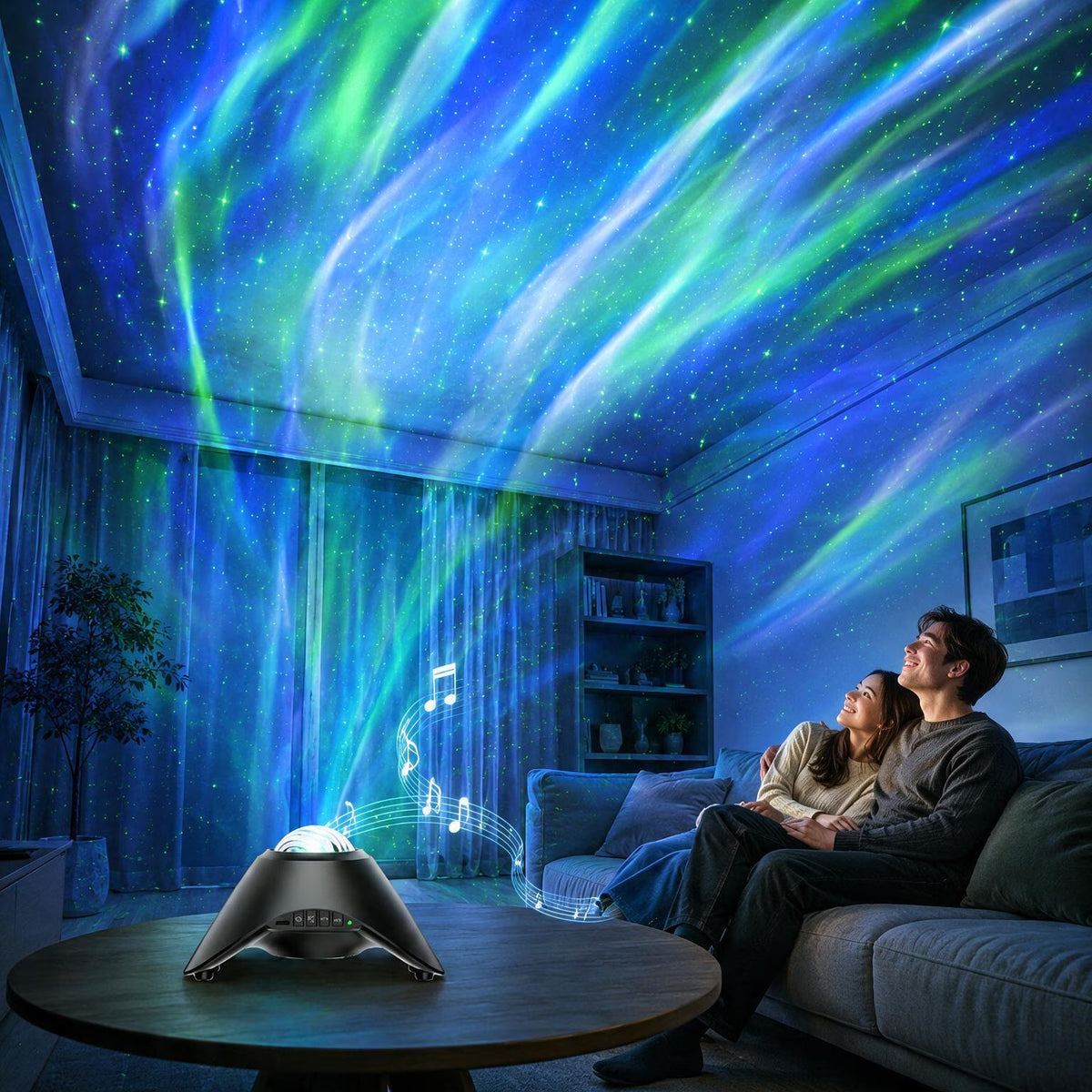 COSJM Galaxy Projector Night Light, Aurora Star Projector with 33 Light Effects, 8 White Noise, Bluetooth Speaker and Remote Control for Bedroom, Gaming Room and Parties, Gift for Kids and Adults