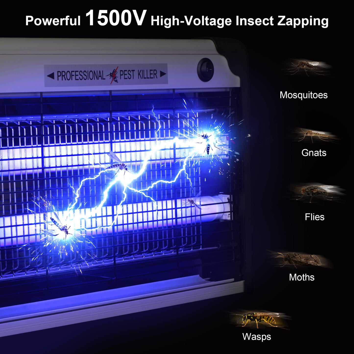 Lumdark Bug Zapper Indoor, High-Voltage Mosquito Killer, with 2 Efficient 10000H LED Bulbs, Protective Mesh,Removable Tray, Electric Energy Saving Fly Trap, Easy to Clean