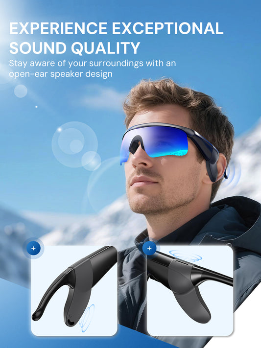 Smart Glasses, Polarized Sunglasses for Men & Women with Bluetooth Speaker, UV Protection, Built-in Mic, Wireless Music & Calls, Magnetic Charging, Smart Sunglasses for Cycling, Running