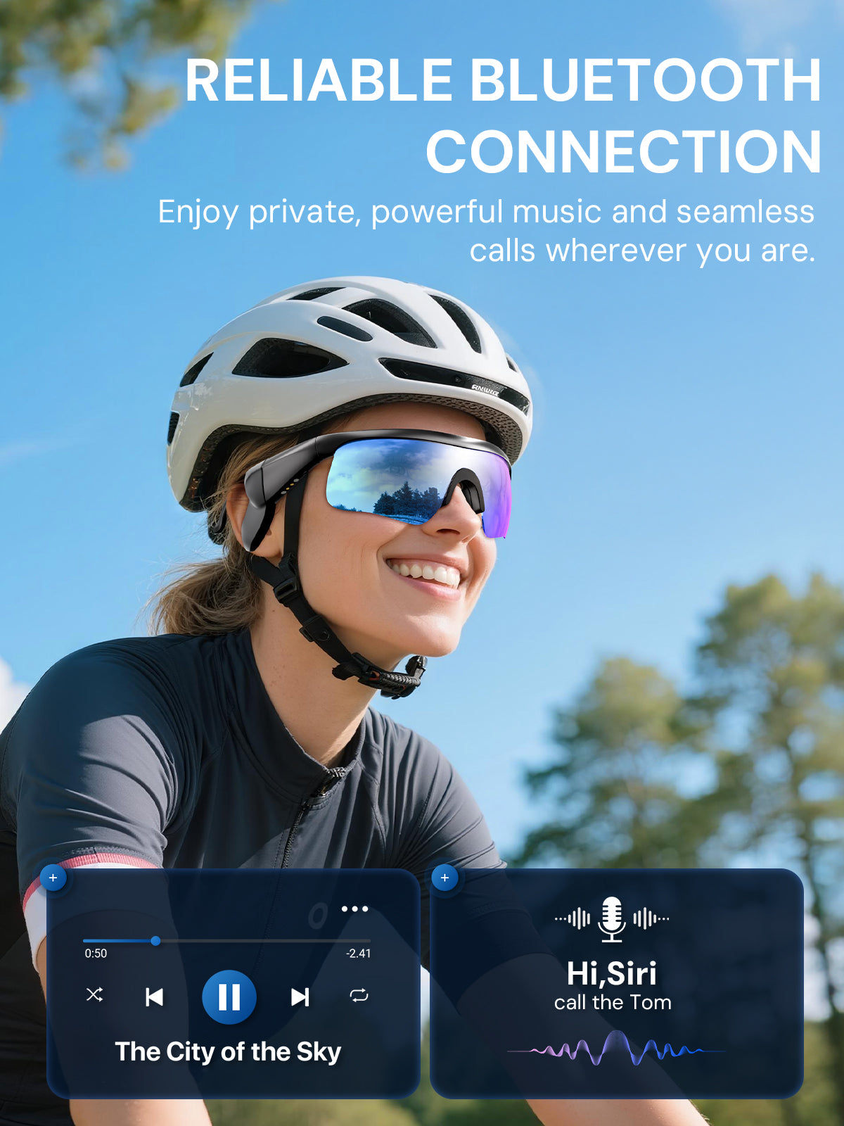 Smart Glasses, Polarized Sunglasses for Men & Women with Bluetooth Speaker, UV Protection, Built-in Mic, Wireless Music & Calls, Magnetic Charging, Smart Sunglasses for Cycling, Running
