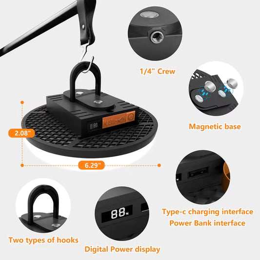 8800mAh LED Camping Lantern Rechargeable, 6000LM Portable Tent Light with Magnetic Base & Hook, Power Bank Function, IPX5 Waterproof, Emergency Flood Light for Hurricane, Power Outages Car Repair