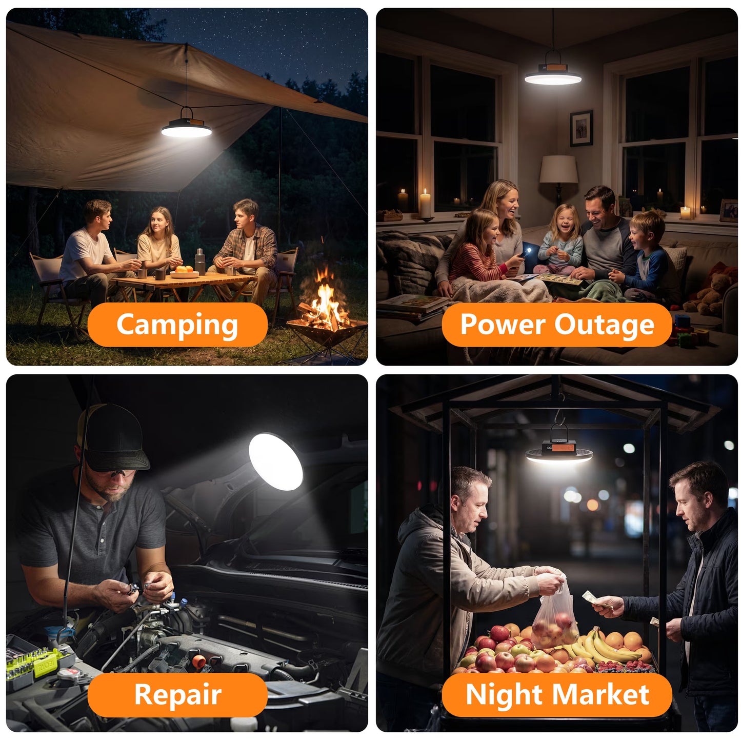 8800mAh LED Camping Lantern Rechargeable, 6000LM Portable Tent Light with Magnetic Base & Hook, Power Bank Function, IPX5 Waterproof, Emergency Flood Light for Hurricane, Power Outages Car Repair