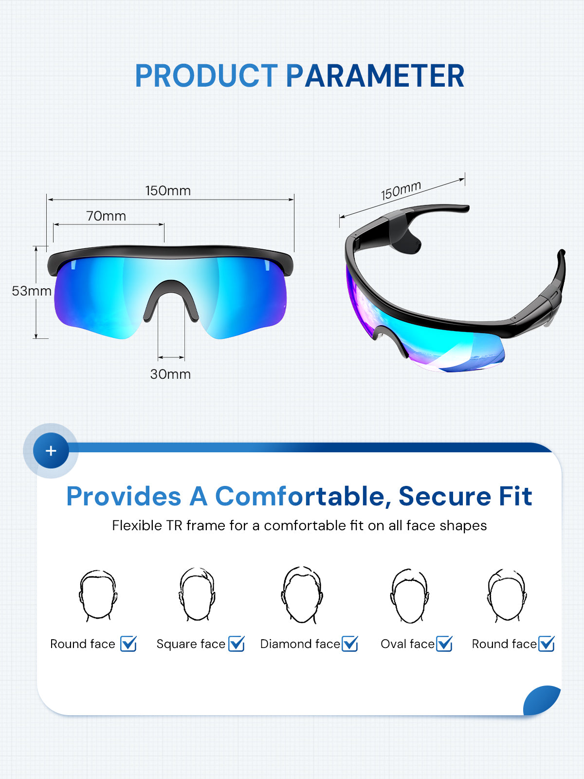 Smart Glasses, Polarized Sunglasses for Men & Women with Bluetooth Speaker, UV Protection, Built-in Mic, Wireless Music & Calls, Magnetic Charging, Smart Sunglasses for Cycling, Running