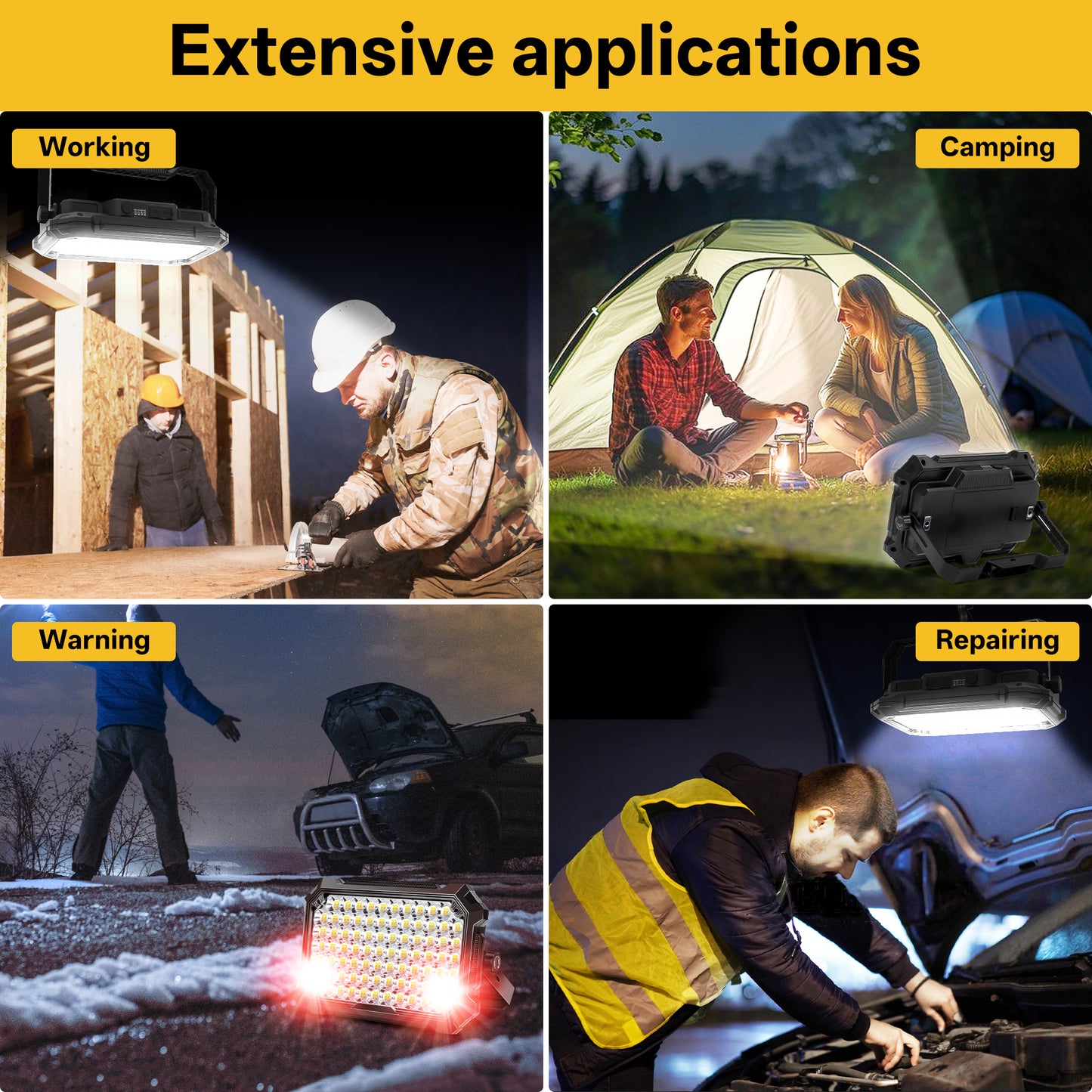 Rechargeable LED Work Light 12000mAh, 10000LM Portable Magnetic Work Light 320 LED, 4 Modes, Adjustable Stand for Mechanics, Camping,Fishing, Car Repair, Tool Gifts for Men Dad Him