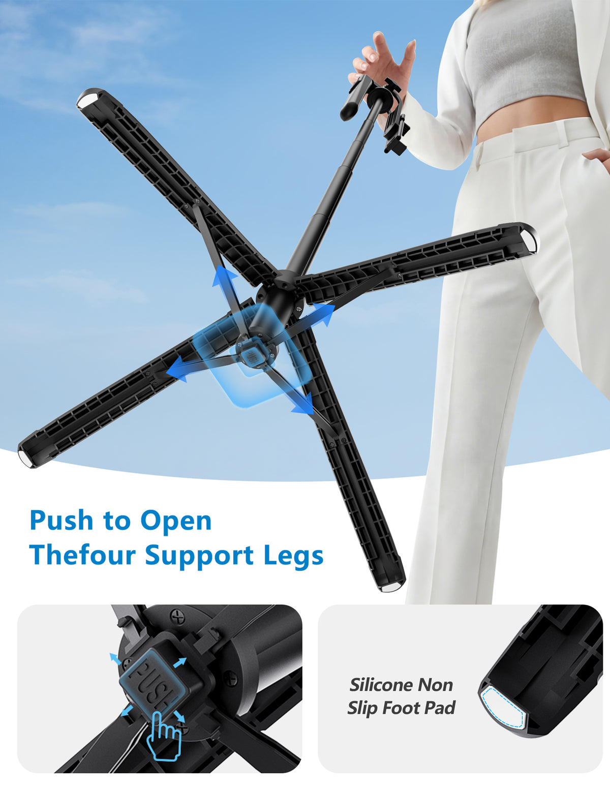71" Tripod for iPhone with 2 Fill Lights, Phone Tripod & Selfie Stick with Remote, Extendable Portable Phone Tripod Stand, 360° Rotating Cell Phone Holder for Video Recording & Live Streaming