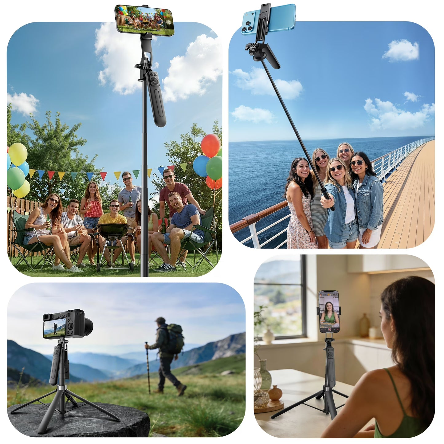 Tripod for iPhone, Phone Tripod & Selfie Stick for iPhone with Remote, 71" Extendable Portable Phone Tripod Stand, 360° Rotating Cell Phone Holder for Video Recording, Compatible with Android