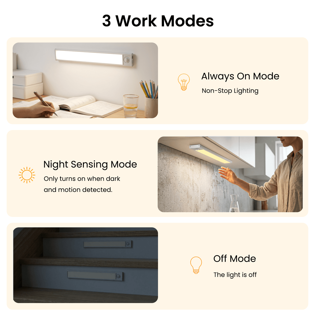 16-Inch Under Cabinet Lighting, 2 Pack Rechargeable Motion Sensor Light Indoor with 3 Color Temps & Stepless Dimming, Wireless Magnetic Under Counter Lights for Kitchen, Shelf, Closet, Bathroom