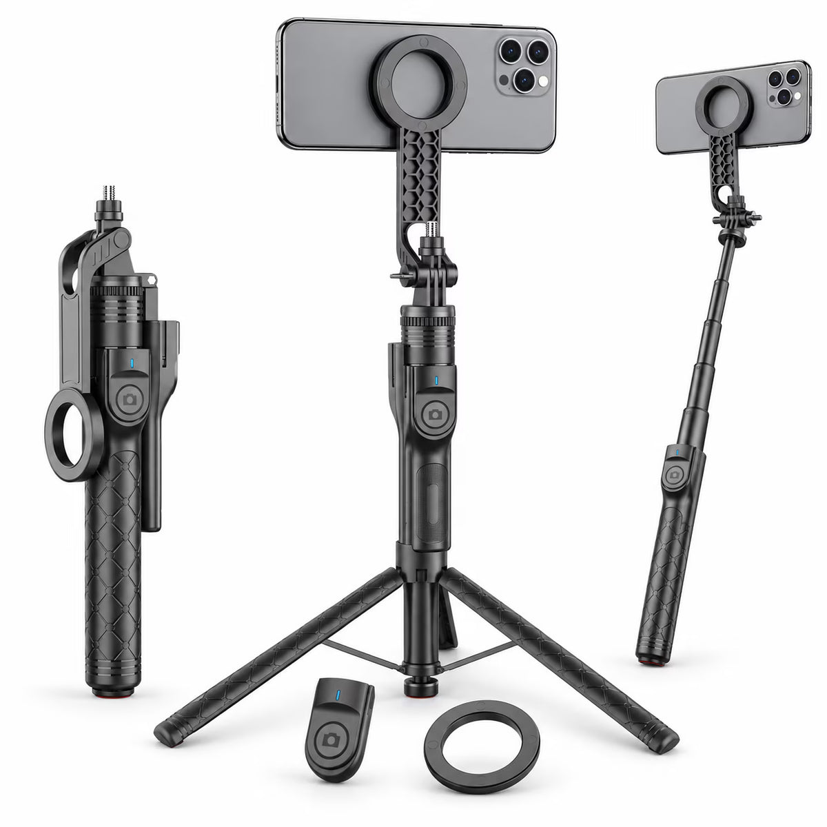 72" Magnetic Tripod for iPhone, Auto-Open Magnetic Selfie Stick Tripod with Bluetooth Remote, Extendable Phone Tripod Stand, 360° Rotating Holder for iPhone & Android