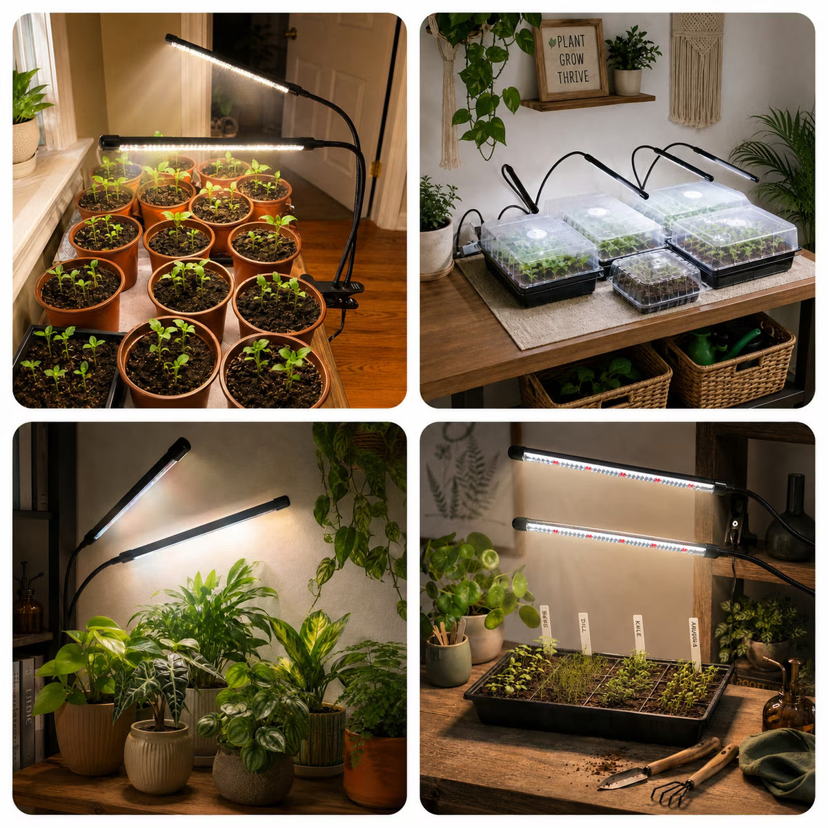 COSJM Grow Lights for Indoor Plants, 84 LEDs Full Spectrum White Red Clip Plant Growing Lamp with 3/9/12H Auto Timer, 10 Dimmable Levels, 3 Switch Modes, Flexible Gooseneck