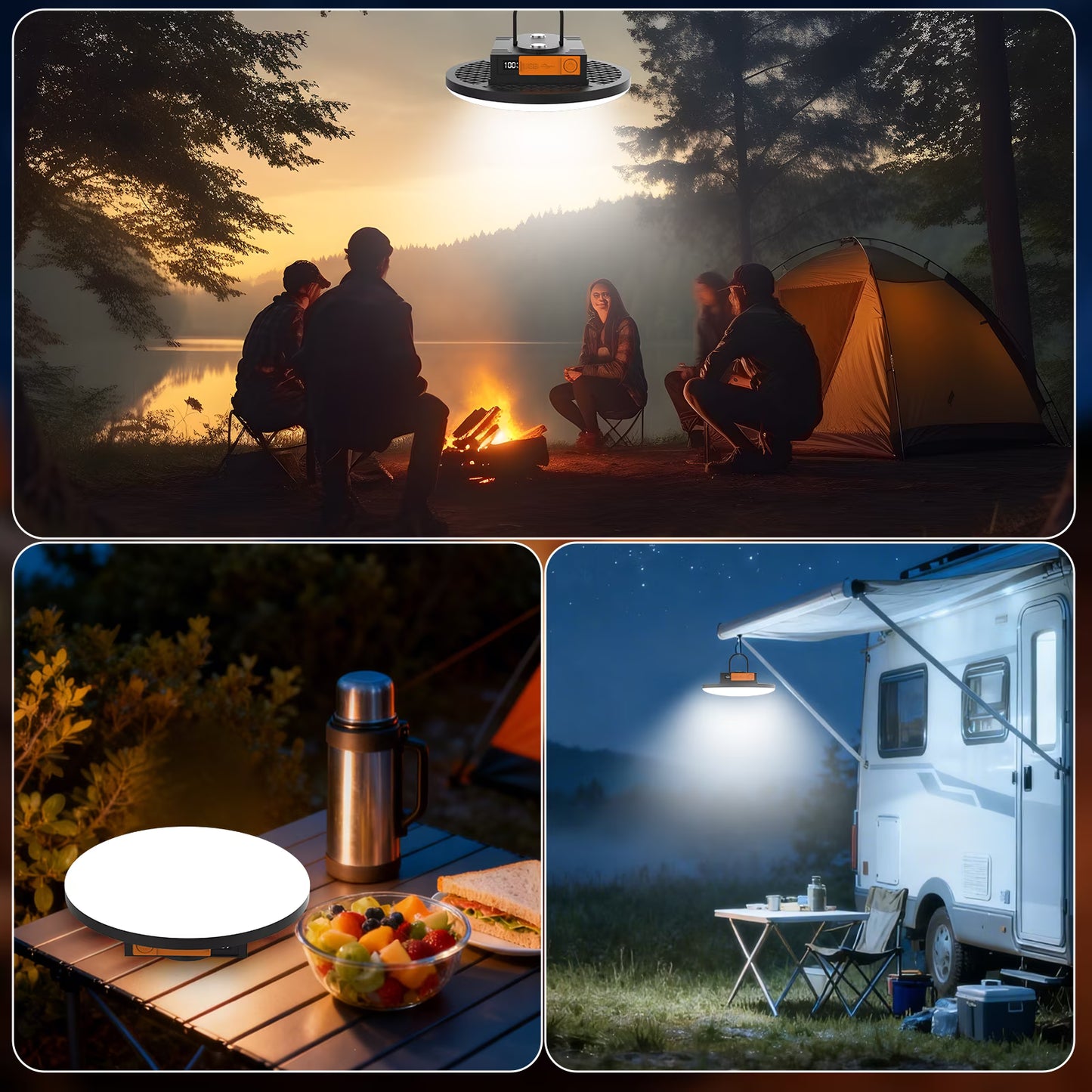 8800mAh LED Camping Lantern Rechargeable, 6000LM Portable Tent Light with Magnetic Base & Hook, Power Bank Function, IPX5 Waterproof, Emergency Flood Light for Hurricane, Power Outages Car Repair