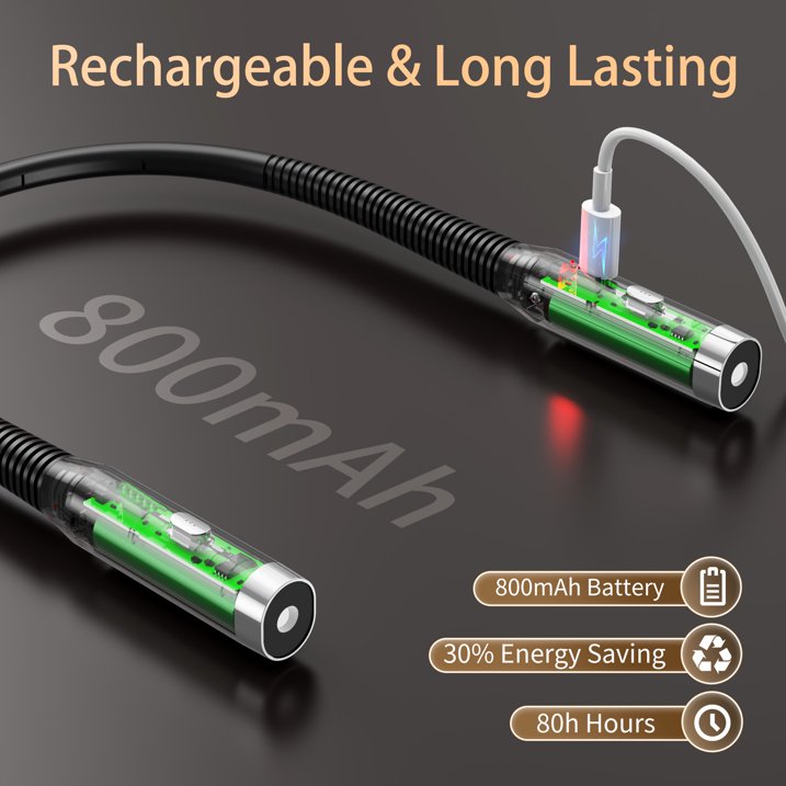 Rechargeable Book Light, Neck Reading Light with 3 Colors & 6 Brightness, Flexible Neck Light for Reading in Bed, Portable Booklights for Reading at Night, Crafts & Book Lovers Gifts, 2 pack