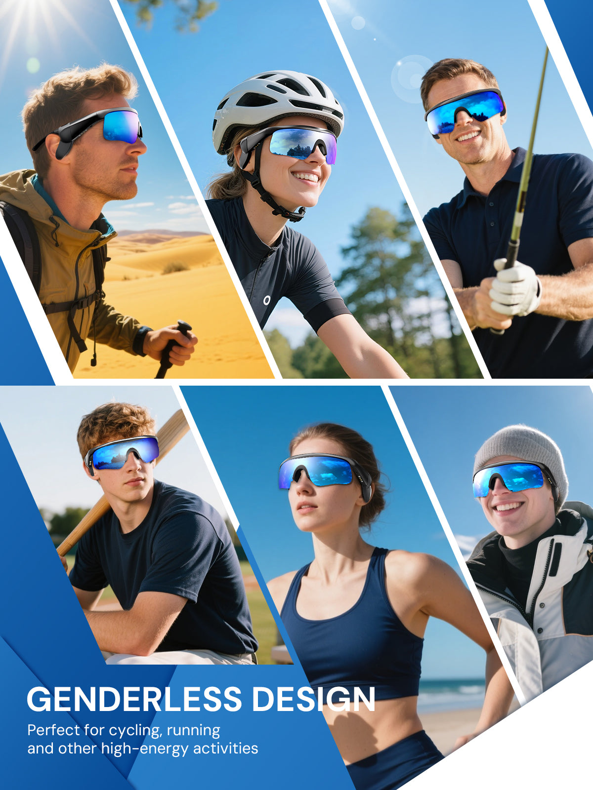 Smart Glasses, Polarized Sunglasses for Men & Women with Bluetooth Speaker, UV Protection, Built-in Mic, Wireless Music & Calls, Magnetic Charging, Smart Sunglasses for Cycling, Running