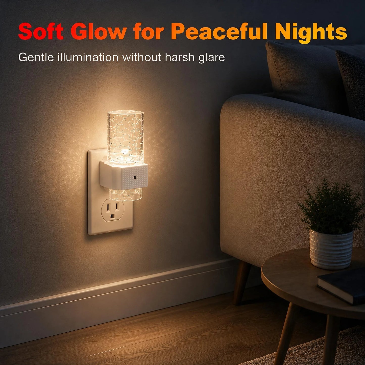 COSJM Night Lights Plug into Wall, Dimmable LED Night Light with Dusk to Dawn Sensor, 7 Color & Rgb Modes, Bubble Design for Hallway Bathroom，2 Pack