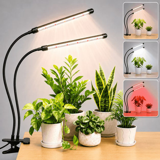 COSJM Grow Lights for Indoor Plants, 84 LEDs Full Spectrum White Red Clip Plant Growing Lamp with 3/9/12H Auto Timer, 10 Dimmable Levels, 3 Switch Modes, Flexible Gooseneck
