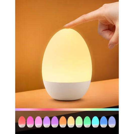 Egg Night Light for Baby Nursery with Touch Control, BPA Free, Eye-Caring, Stepless Dimming, Portable Night Lights for Breastfeeding, Rechargeable Lamp with 17 Color Modes