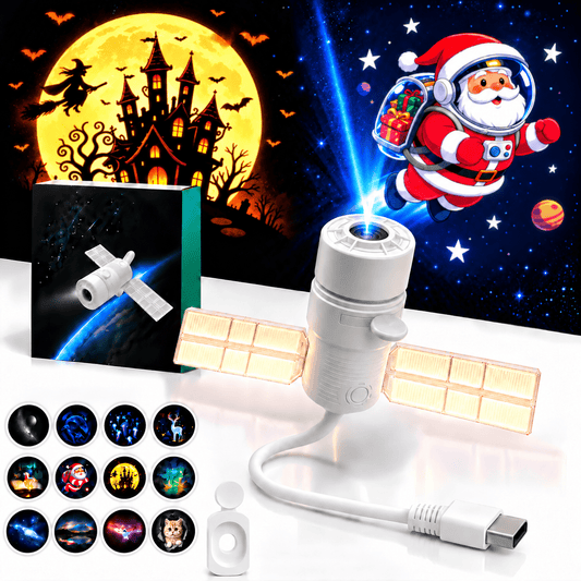 Lumdark Star Projector Night Light, 2-in-1 Projection Lamp with 30/60/90 Min Timer, 360° Flexible USB Gooseneck, Replaceable Projection Films