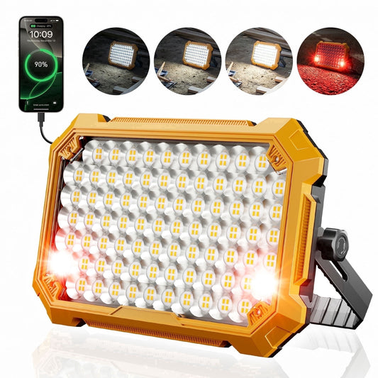 Rechargeable LED Work Light 10000LM 13000mAh, Portable Magnetic Jobsite Light with Hook, 4 Modes Waterproof Outdoor Work Light for Construction, Camping, Garage, Power Outages