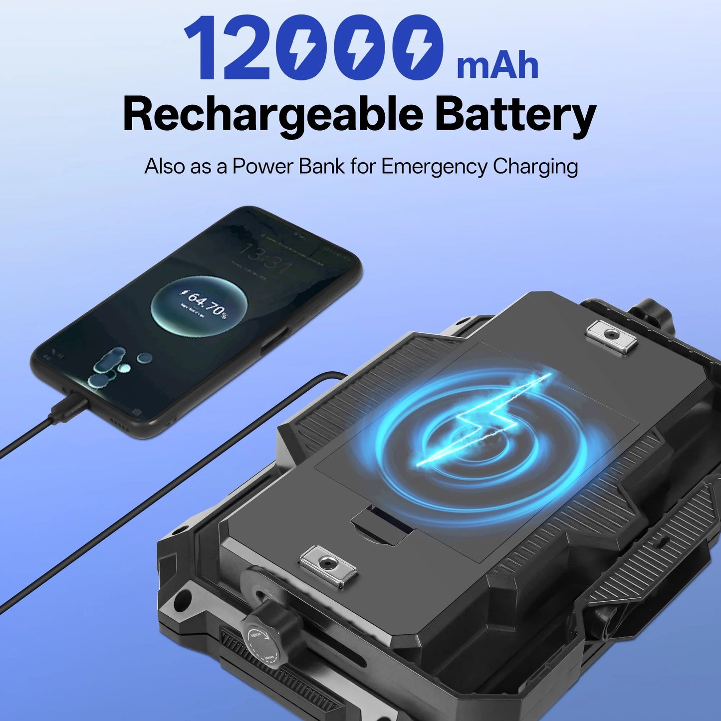 Rechargeable LED Work Light 12000mAh, 10000LM Portable Magnetic Work Light 320 LED, 4 Modes, Adjustable Stand for Mechanics, Camping,Fishing, Car Repair, Tool Gifts for Men Dad Him