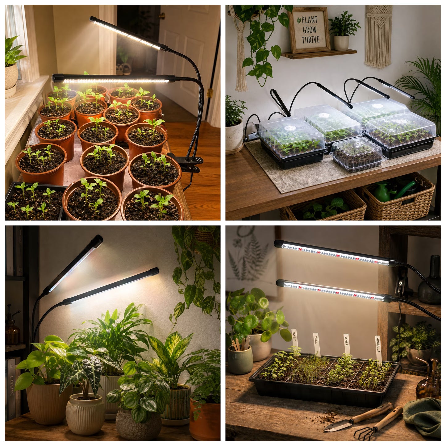 COSJM Grow Lights for Indoor Plants, 84 LEDs Full Spectrum White Red Clip Plant Growing Lamp with 3/9/12H Auto Timer, 10 Dimmable Levels, 3 Switch Modes, Flexible Gooseneck