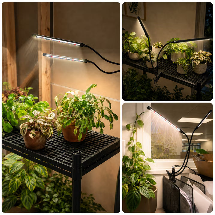 COSJM Grow Lights for Indoor Plants, 84 LEDs Full Spectrum White Red Clip Plant Growing Lamp with 3/9/12H Auto Timer, 10 Dimmable Levels, 3 Switch Modes, Flexible Gooseneck