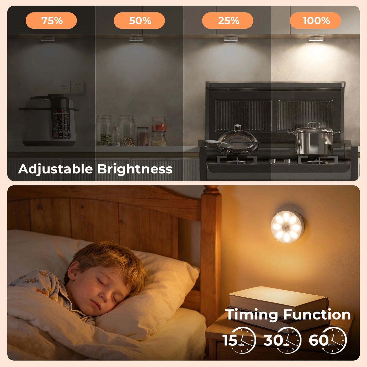 1000mAh Rechargeable Puck Lights with Remote, Motion Sensor Under Cabinet Lighting, 3 Color Temps & 12 RGB Colors, Dimmable Magnetic LED Stick-On Shelf Lights for Kitchen Closet Stairs, 6-Pack