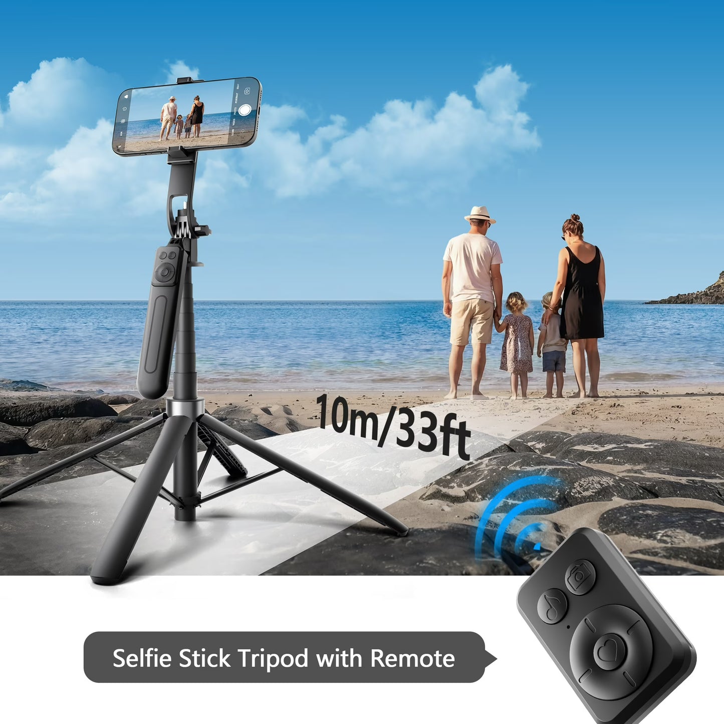 Tripod for iPhone, Phone Tripod & Selfie Stick for iPhone with Remote, 71" Extendable Portable Phone Tripod Stand, 360° Rotating Cell Phone Holder for Video Recording, Compatible with Android