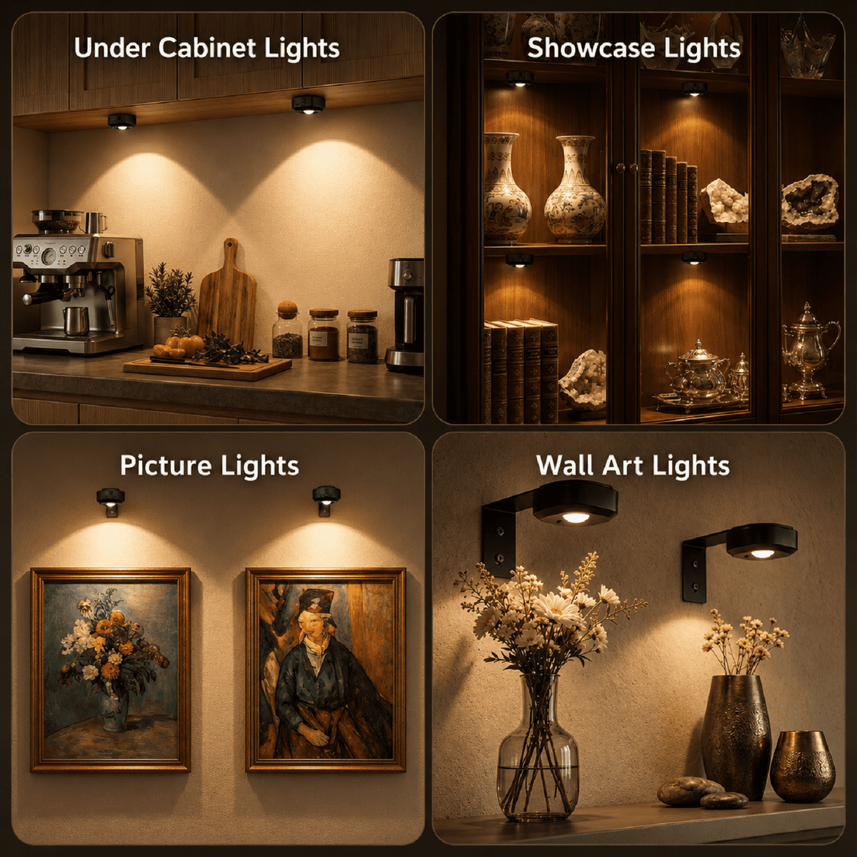 Mini Picture Lights for Wall, Rechargeable Wireless Frame Lights with Remote, 3 Color Temperatures, 5-Level Dimmable, Timer, Magnetic Art Lights for Paintings, Photos & Small Frames, 3 Pack
