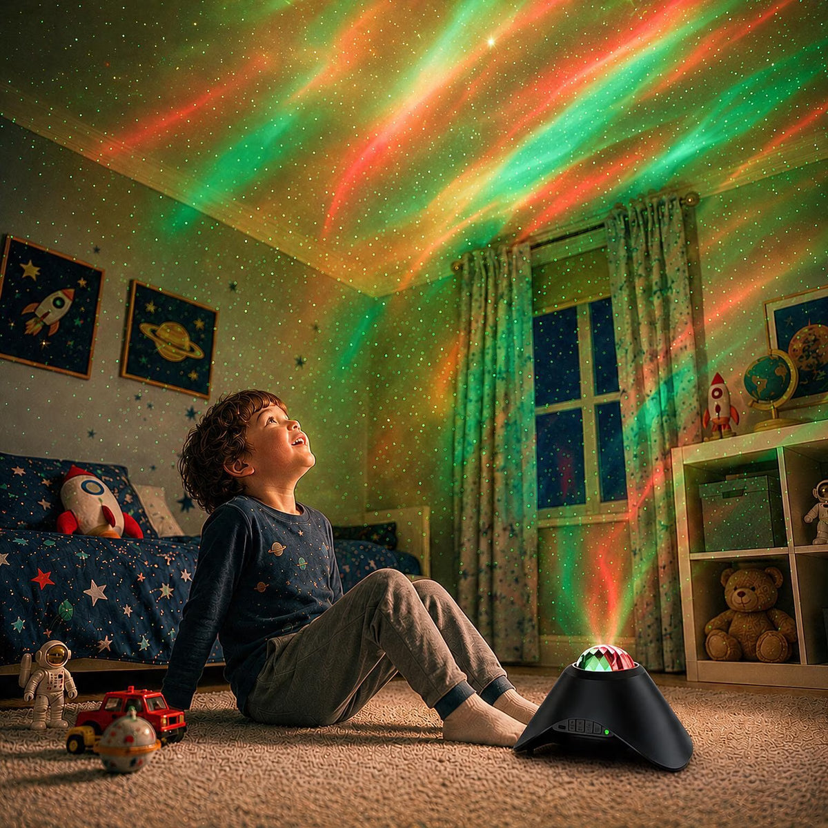 COSJM Galaxy Projector Night Light, Aurora Star Projector with 33 Light Effects, 8 White Noise, Bluetooth Speaker and Remote Control for Bedroom, Gaming Room and Parties, Gift for Kids and Adults