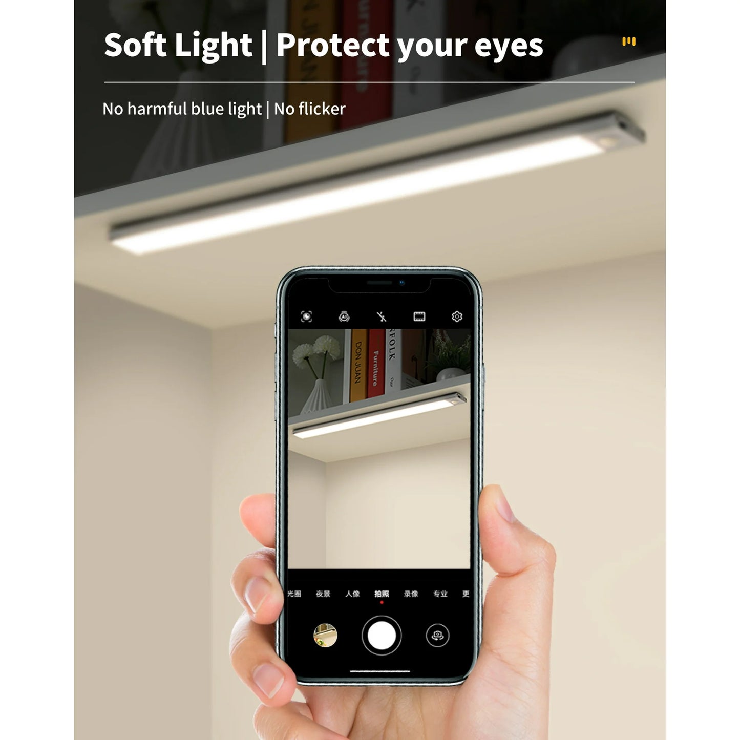 Under Cabinet Lighting 12 inches, 81 LED Motion Sensor Light Indoor with 3 Color Dimmable, Battery Operated Closet Lights Rechargeable Lamp, Magnetic Under Counter Night Light for Kitchen - 2 Pack