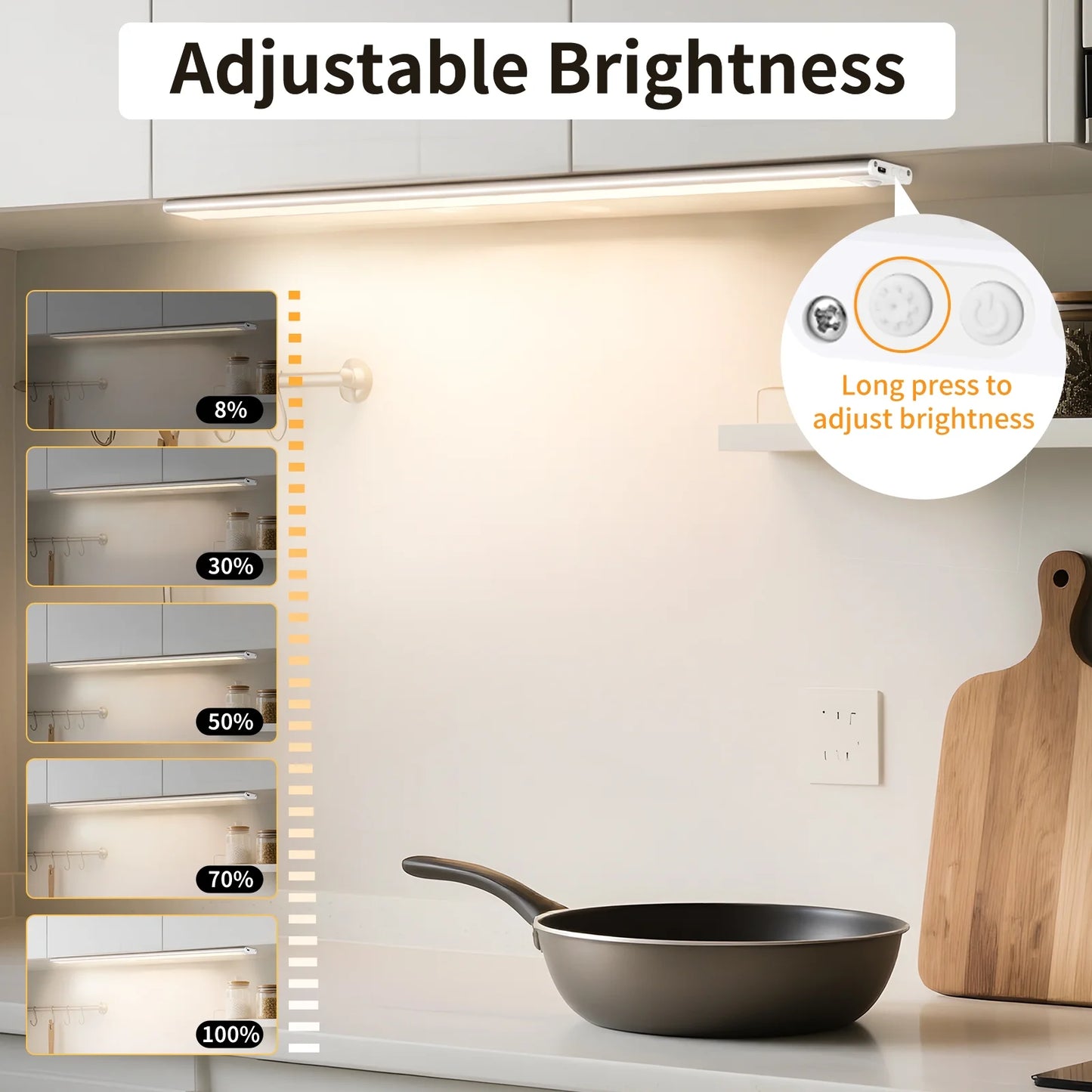 Under Cabinet Lighting 16 inches, 108 LED Motion Sensor Light Indoor, 3 Color Temperatures & Stepless Dimming Closet Lights, Magnetic Under Counter Lights for Kitchen, Pantry, Stairs - 2 Pack