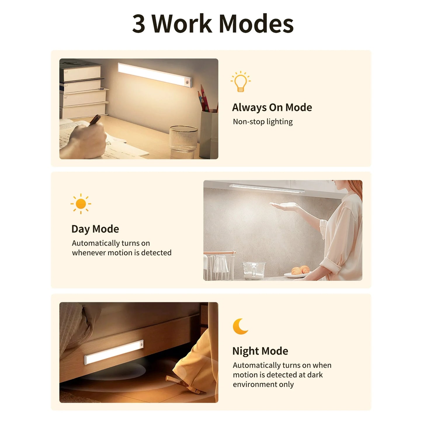 Under Cabinet Lighting 12 inches, 81 LED Motion Sensor Light Indoor with 3 Color Dimmable, Battery Operated Closet Lights Rechargeable Lamp, Magnetic Under Counter Night Light for Kitchen - 2 Pack