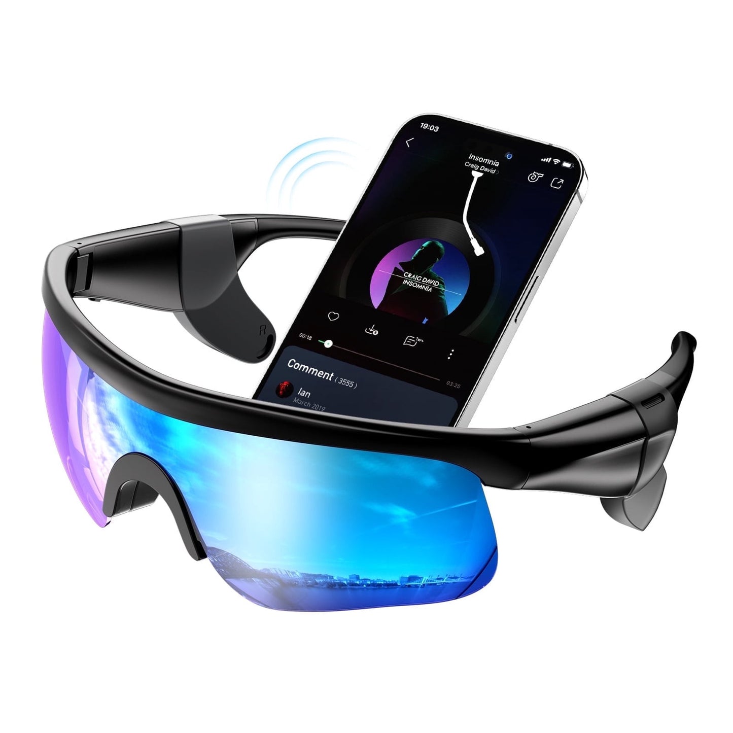 Smart Sunglasses, Bluetooth Cycling Glasses for Men and Women with Built-in Mic, Open-Ear Voice Control, Calling & Music, UV Protection, Magnetic Charging, Running Sunglasses Gifts for Him